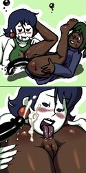 anal blush cave_story cum cum_on_face dildo female human_sue misery_(cave_story) mob_face multiple_girls noill rimming sue_sakamoto yuri