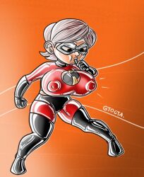 big_penis breast_expansion breast_inflation breasts_expansion clothed clothing costume disney elastic expansion female gtogta_(artist) helen_parr inflation milf pixar shiny shiny_skin solo solo_female stretchy superheroine the_incredibles