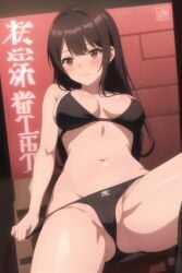 ai_generated big_boobs big_breast big_breasts bikini black_bikini black_swimsuit brown_eyes brown_hair brown_hair_female huge_breast huge_breasts ikazuchi_riko large_breast large_breasts secret_mission_sennyuu_sousakan_wa_zettai_ni_makenai! swimsuit swimwear