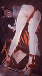 1girls 3d 3d_(artwork) aequd areola areolae big_ass big_breasts big_butt black_hair blender clothed clothed_female curvaceous curvy curvy_body curvy_female curvy_figure demon demon_eyes demon_girl demon_horns demon_slayer feet feet_together female female_only foot_fetish foot_focus glowing glowing_eyes heels_fetish high_heels kamado_nezuko kimetsu_no_yaiba legs legs_apart legs_together lingerie lingerie_bra lingerie_only lingerie_panties long_hair micro_bikini nail_polish nezuko_(berserker_mode) nipples soles solo talons tattoo tattoo_on_arm tattoo_on_butt tattoos toenail_polish toes