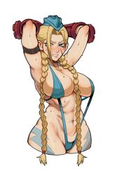 1girls absurd_res big_breasts bikini blonde_hair blue_eyes bojinkoo busty cammy_white curvaceous curvy curvy_body curvy_female curvy_figure female female_only highres human long_hair looking_at_viewer muscular_female muscular_thighs scar scars solo street_fighter thick_thighs voluptuous wide_hips wide_thighs