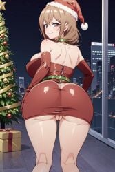 ai_generated ass big_breasts big_breasts christmas_outfit katase_shiori looking_back my_tiny_senpai pussy stable_diffusion uchi_no_kaisha_no_chiisai_senpai_no_hanashi