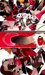 1boy alastor_(hazbin_hotel) andras_goetia cum cum_in_pussy cum_in_pussy cum_inside demon_girl female hazbin_hotel leg_grab legs legs_apart legs_up ocxcanon original_character sadism sex submissive_female sucking sucking_penis tentacle