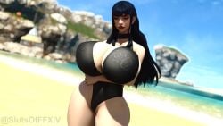 1girls 3d aged_up beach big_ass big_breasts bikini black_hair final_fantasy final_fantasy_xiv gaia_(ffxiv) gigantic_ass gigantic_breasts goth goth_girl hourglass_figure huge_ass huge_breasts slutsofffxiv square_enix thick_thighs voluptuous wide_hips