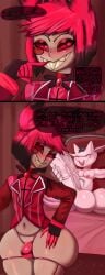 alastor_(hazbin_hotel) big_ass big_butt big_dick demon femboy femboysub feminine_male gay giant_dick hazbin_hotel horsecock huge_balls huge_cock imp kensetsu_(glue105) khadhunter7 oc original_character red_eyes red_hair thick thick_ass thick_legs thick_thighs wide_hips