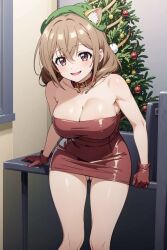 ai_generated big_breasts big_breasts christmas_outfit katase_shiori my_tiny_senpai pussy stable_diffusion uchi_no_kaisha_no_chiisai_senpai_no_hanashi