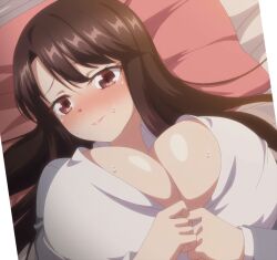 big_boobs big_breast big_breasts blush blushing brown_eyes brown_hair brown_hair_female huge_breast huge_breasts ikazuchi_riko large_breast large_breasts screenshot secret_mission_sennyuu_sousakan_wa_zettai_ni_makenai! sex