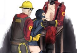 2d engineer engineer_(team_fortress_2) human human_male human_only le_mime male male_only pyro pyro_(team_fortress_2) spy spy_(team_fortress_2) team_fortress_2 yaoi