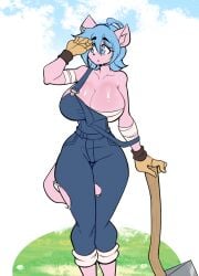 big_breasts breasts female furry huge_breasts kat_(lucyfercomic) lucyfercomic original overalls thick_thighs wide_hips