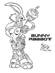 2001 anthro breasts bunnie_rabbot character_name elton_portilho eltonpot female female_only front_view monochrome nipples rabbit solo sonic_(series) standing tagme