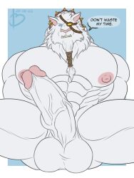 1boy balls bayron_(artist) big_balls big_penis boner erection huge_balls huge_cock league_of_legends male male_nipples male_only muscular_male nipples nude penis rengar riot_games solo solo_male