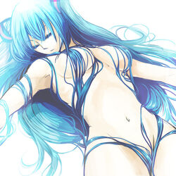 blue_hair breasts censored closed_eyes convenient_censoring hair_censor hair_over_breasts hatsune_miku long_hair navel nude sleeping very_long_hair vocaloid zakki