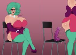 1girls ass ass_up brawl_stars breast_grab breasts breasts_bigger_than_head chair dildo dildo_chair dildo_in_pussy dildo_reveal dildo_riding dildo_sitting dress dressed dressing female female_focus female_only green_hair heels high_heels lola_(brawl_stars) looking_at_viewer makeup pussy pussy_juice pussy_juice_drip side_boob side_view sideboob sitting sitting_on_bed sitting_on_dildo solo solo_female solo_focus stockings stockings_thigh_highs thick_ass thick_butt thick_hips thick_legs thick_thighs thighs thighs_bigger_than_head thighs_together vo1ette white_body white_skin