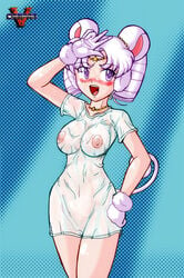 1girls bishoujo_senshi_sailor_moon blush breasts clothing female female_only front_view gloves medium_breasts pale-skinned_female pale_skin sailor_iron_mouse see-through see-through_clothing shadow_galactica shirt short_hair solo standing tagme vcampan villainess wet_clothes white_hair