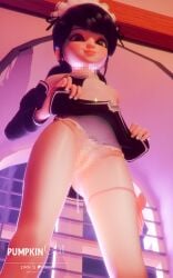 1girls 3d 3d_(artwork) artist_name blue_eyes blue_hair blur_censor breasts censored cum cum_in_pussy female female_only looking_at_viewer looking_down low-angle_view maid maid_uniform marinette_dupain-cheng miraculous:_tales_of_ladybug_and_cat_noir miraculous_ladybug mosaic_censoring no_panties pigtails pumpkincat pussy pussy_juice pussy_juice_drip skirt skirt_up solo upskirt