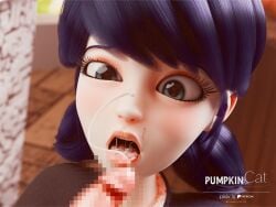 1girls 3d 3d_(artwork) artist_name blue_eyes blue_hair blur_censor censored cum cum_in_mouth cumshot facial facial_cumshot female female_focus marinette_dupain-cheng miraculous:_tales_of_ladybug_and_cat_noir miraculous_ladybug mosaic_censoring open_mouth penis pumpkincat self_upload straight