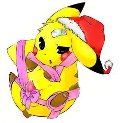 bound christmas color cum feral fur hat inkcookie male male_only nintendo nude penis pikachu pokemon ribbon santa_hat solo tagme