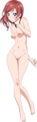 feet female legs love_live! love_live!_school_idol_project naked nipples nishikino_maki nude_filter purple_eyes pussy red_hair transparent_png uncensored vector_trace