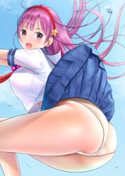 1girls ass athena_asamiya big_ass big_breasts breasts female female_focus female_only king_of_fighters long_hair panties purple_hair school_uniform schoolgirl schoolgirl_uniform seifuku skirt skirt_lift solo takapin thick_thighs thighs