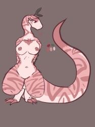 alfredorunt august_(ponksnek) female pink_nipples pink_scales pinup pinup_girls ponksnek scalie showing_off snake snake_girl