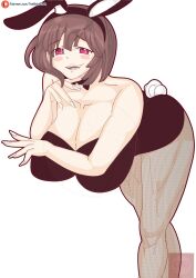 1girls brown_hair bunnysuit chara female female_only heart-shaped_pupils human patreon red_eyes rosy_cheeks tagme theninjadark twitter undertale