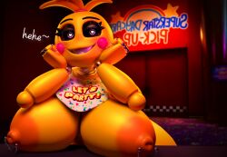 3d big_areola big_nipples c4d_max five_nights_at_freddy's five_nights_at_freddy's:_security_breach five_nights_at_freddy's_2 heart-shaped_pupils large_breasts looking_at_viewer lovetaste_chica nipple_piercing nipples solo toy_chica_(fnaf) toy_chica_(love_taste)