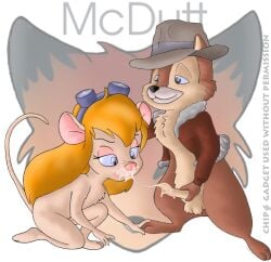 anthro blowjob bodily_fluids chip chip_'n_dale_rescue_rangers chipmunk cum cum_on_face disney duo fellatio female gadget_hackwrench genital_fluids ground_squirrel hi_res male male/female mammal mcdutt mouse murid murine oral penile penis rodent sciurid semi-anthro sex testicles