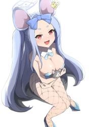 1girl 1girls artist_request blue_archive blue_halo blue_leotard bunnysuit eastern_alchemy_society_(blue_archive) feral fishnet_legwear fishnets halo holding_animal holding_pet leotard looking_at_viewer mouse mouse_ears mouse_girl nezusuke_(blue_archive) pet_mouse red_eyes saya_(blue_archive) shanhaijing_secondary_school_student silver_hair tagme_(artist)