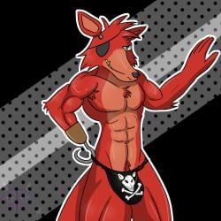 abs biceps eyepatch five_nights_at_freddy's fox fox_ears foxy_(fnaf) fundoshi furry green_eyes hand_on_wall hook_hand male_only muscular_male seductive_look seductive_smile solo tagme the_purple_wolf_guy