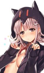 cleavage danganronpa danganronpa_2:_goodbye_despair jacket nanami_chiaki nude_cover open_clothes straight_hair