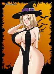 1girls almost_naked alternate_version_available barely_clothed big_breasts blonde_hair blush breasts brown_eyes center_opening curvaceous dress female female_only halloween hourglass_figure huge_breasts impossible_clothes innie_pussy lipstick looking_at_viewer makeup mature mature_female mature_woman mostly_nude naruto naruto_(classic) naruto_(series) naruto_shippuden nipples no_bra no_panties predaking29 revealing_clothes revealing_dress smile solo tied_hair tsunade twintails visible_nipples voluptuous wide_hips witch witch_hat