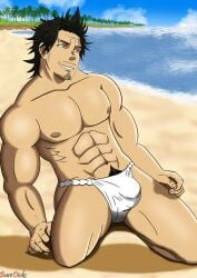 bara baredicks black_clover fundoshi male male_only muscles muscular solo yami_sukehiro