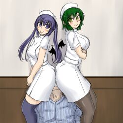 2girls ass_on_face big_ass facesitting fetish multiple_girls nurse shinzanmono_(shinzanmono108) sniffing_ass