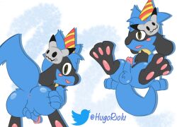 ass ass_up birthday feral genitals hugo_the_riolu hugoriolu male nintendo pawpads paws penis pokémon_(species) pokemon pose raised_paw riolu solo video_games