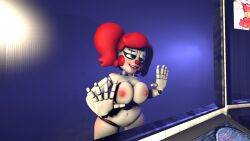 1080p 1girls 3d against_glass animatronic areola areolae baby_(fnafsl) circus_baby circus_baby_(fnaf) clown clown_girl drool drooling female female_only five_nights_at_freddy's five_nights_at_freddy's:_sister_location glass green_eyes hands_on_glass horny horny_female humanoid pressed_against pressed_on_glass red_hair robot robot_girl robot_humanoid sfm sister_location so87baby solo source_filmmaker squished_breasts summer_of_87_baby tongue tongue_out white_skin