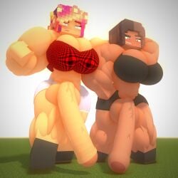 2futas 3d arrogant big_breasts black_hair black_skin breasts cuteskyler futa_only futanari giant_penis huge_balls huge_cock hyper hyper_muscles hyper_penis larger_female larger_futanari mine-imator minecraft muscles muscular muscular_female muscular_futanari muscular_thighs outdoors rainbow_hair skyler_quinn smug swimsuit tagme tall_female taller_female taller_girl vanessa_mcloy