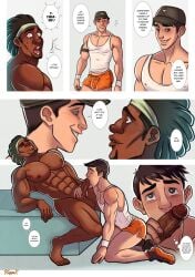 2boys abs bara big_hero_6 blacked_male comic dark-skinned_male disney embarrassed fellatio gay interracial kappax light-skinned_male male/male male_only marvel muscular_male nude_male oral_sex tadashi_hamada wasabi-no-ginger yaoi