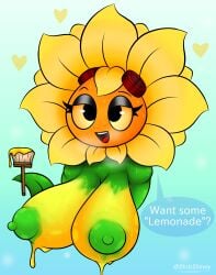 anthro anthrofied big_breasts blobslimey bodypaint female flora_fauna green_skin plant plant_girl plant_humanoid plantie plants_vs_zombies plants_vs_zombies:_heroes solar_flare_(pvz) sunflower_(pvz)