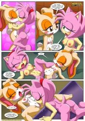 2girls amy_rose ass bbmbbf blush breasts comic comic_page cream_the_rabbit cunnilingus female female/female female_only kissing licking licking_pussy medium_breasts mobius_unleashed multiple_girls nude oral_sex palcomix pussy scissoring sega sex small_breasts sonic_(series) sonic_the_hedgehog_(series) the_mayhem_of_the_kinky_virus_2_(comic) tribadism yuri