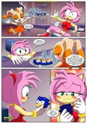 2girls after_masturbation amy_rose bbmbbf blush bottomless comic comic_page cream_the_rabbit female female_only mobius_unleashed multiple_girls no_panties palcomix pussy sega sonic_(series) sonic_the_hedgehog_(series) tears the_mayhem_of_the_kinky_virus_2_(comic) walk-in wet_pussy