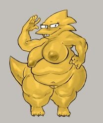 absurd_res alphys anthro areola belly big_belly big_breasts blush breasts buckteeth claws deep_navel eyewear fat female front_view genitals glasses hi_res huge_breasts huge_thighs inverted_nipples lizard looking_at_viewer love_handles navel nipples nude obese obese_anthro obese_female overweight overweight_anthro overweight_female pussy reptile scales scalie short_stack shortstack simple_background smile sodosko solo standing teeth thick_tail thick_thighs undertale_(series) wide_hips yellow_body yellow_scales