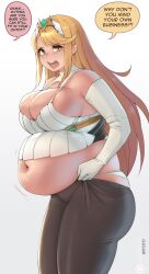 1girls bbw belly belly_overhang big_belly big_breasts big_butt big_female blonde_hair blush breasts butt chubby chubby_female cleavage embarrassed fat fat_ass fat_female fat_fetish fat_girl fat_woman fatty female female_only kipteitei large_breasts large_female mythra obese obese_female overweight overweight_female panties plump pork_chop solo_female thick_thighs thighs tight_clothing weight_gain xenoblade_(series) xenoblade_chronicles_2