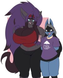 1boy 1girls big_breasts dart(dewwydartz) dewwydarts dewwydartz female lucario male nea(dewwydartz) nintendo pokemon pokemon_(species) tagme thick_thighs wide_hips zoroark