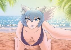 anthro anthro_only beach retzhuko_(artist) seducing seduction seductive tagme tagme_(artist) virtual_youtuber vtuber wolfychu youtube youtuber