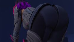 1girls 3d animated ass ass_focus ass_shake bodysuit breasts chrome_skye from_behind from_below hi-rez_studios huge_ass jiggle kishi no_sound paladins pants purple_hair short_hair skye_(paladins) solo twerking video webm