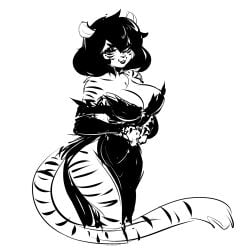 anthro breasts curvaceous curvy curvy_figure eva_(sem-l-grim) female female_only looking_at_viewer sem-l-grim short_hair tail thighs tiger_girl tiger_tail voluptuous