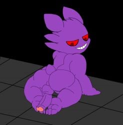 1boy animated anthro ass autofootjob balls foot_fetish foot_play fuzefurry gengar genitals loop male male_only masturbation nintendo penis pokémon_(species) pokemon short_playtime solo tagme video_games