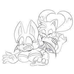 anthro ass ass_biting bat bite breasts fox funny hyoumaru older_female prone rouge_the_bat sonic_(series) sonic_the_hedgehog_(series) tails younger_male