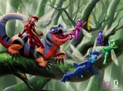 6+boys 7boys anthro ass balls bodily_fluids crossover digital_media_(artwork) disney erect_penis erection feral ferngully gay genitals goof_troop group hi_res humanoid_genitalia humanoid_penis imminent_vore insect_wings jungle lizard lou_the_goanna male male/male male_only max_goof monitor_lizard multiple_boys nude penis pixie reptile saliva scalie smile tagme tongue tongue_out wings yaoi