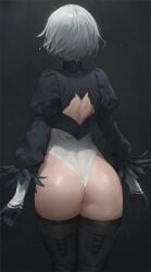 1girls 2022 android android_girl ass back back_view bubble_butt dark_background female female_only highleg_leotard hips large_ass leotard nier:_automata nier_(series) short_hair simple_background skindentation slim_waist square_enix thick_thighs thigh_boots thighhighs thighs wedgie white_hair wide_hips yohan1754 yorha_2b